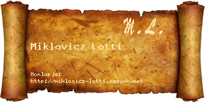Miklovicz Lotti névjegykártya